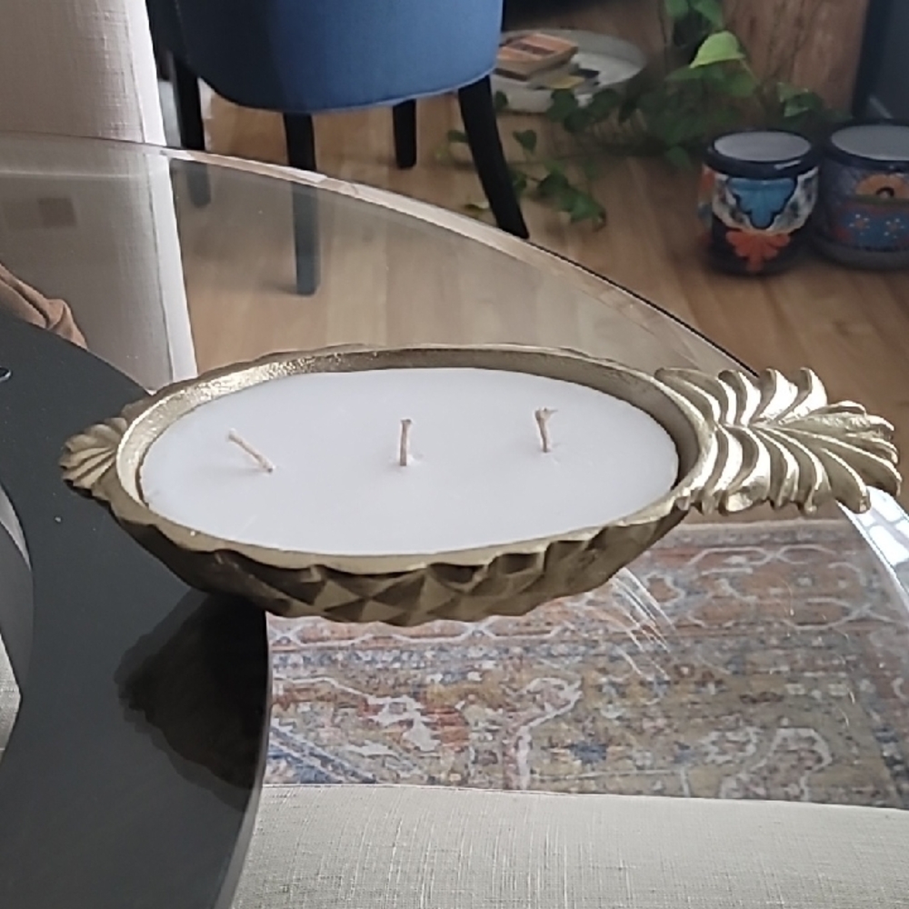 Gold Pineapple Triple-Wick Decorative Candle by